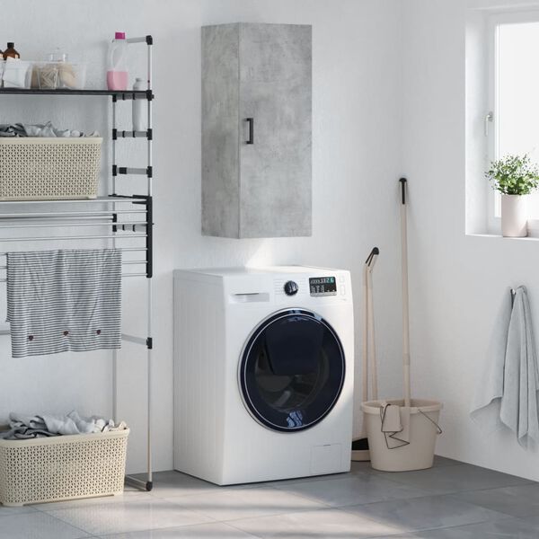 vidaXL Sein&auml;kiinnitett&auml;v&auml; kaappi betoninharmaa 34,5x34x90 cm