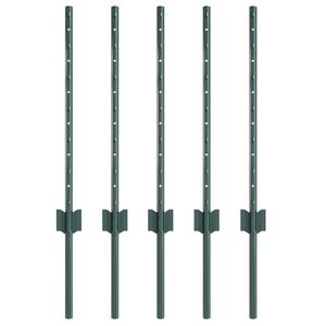 vidaXL Upotettu aitausapaja 5 kpl Vihre&auml; 100 cm Jauhemaalattu Ter&auml;s