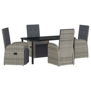 vidaXL Piharuokailu setti tyynyll&auml; 5 pcs Harmaa polyrottinki