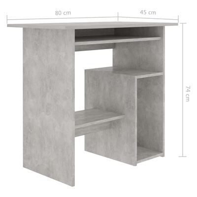 vidaXL Työpöytä betoninharmaa 80x45x74 cm lastulevy