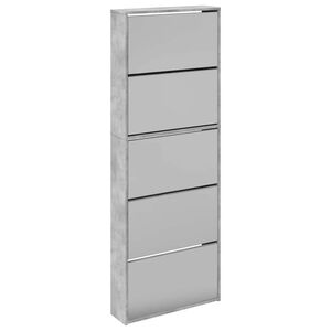 vidaXL Kenk&auml;kaappi peilill&auml; 5-kerroksinen betoninharmaa 63x17x169,5 cm