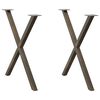 vidaXL Ruokap&ouml;yd&auml;n jalat X-muotoiset 2 kpl Luonnonv&auml;rinen ter&auml;s 70x(72-73) cm Ter&auml;s