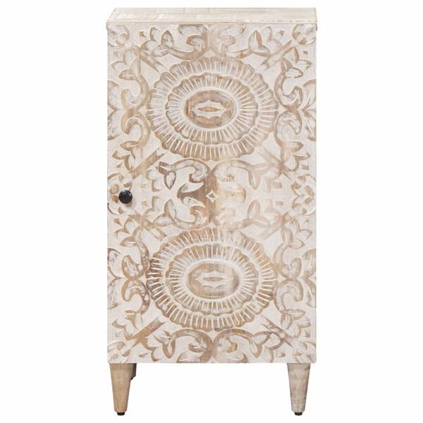 vidaXL Sivup&ouml;yt&auml; ovella Valkoinen 40 x 33,5 x 75 cm Kiinte&auml; mango puu