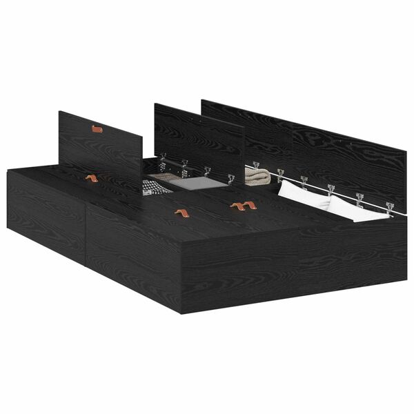 vidaXL S&auml;ilytystilallinen s&auml;ngynrunko Musta tammi. 120 x 200 cm