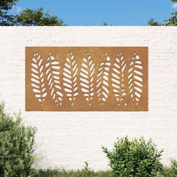 vidaXL Puutarhasein&auml;koriste 105x55 cm corten ter&auml;s lehtikuvio
