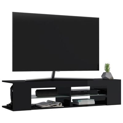 vidaXL TV-taso LED-valoilla korkeakiilto musta 135x39x30 cm