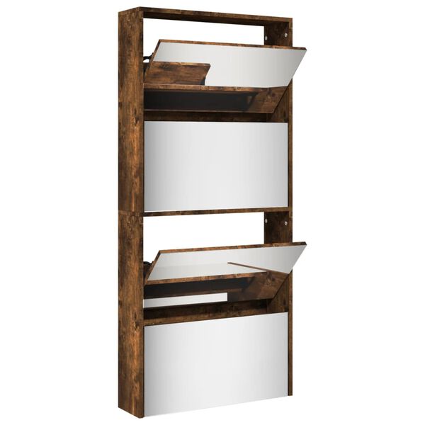 vidaXL Kenk&auml;kaappi peilill&auml; 4 tasoa savutammi 63x17x134 cm