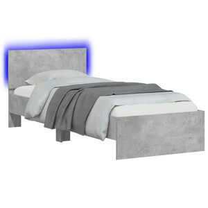 vidaXL S&auml;ngyn runko LED-valolla Betoninharmaa 80 x 200 cm Tekninen puu