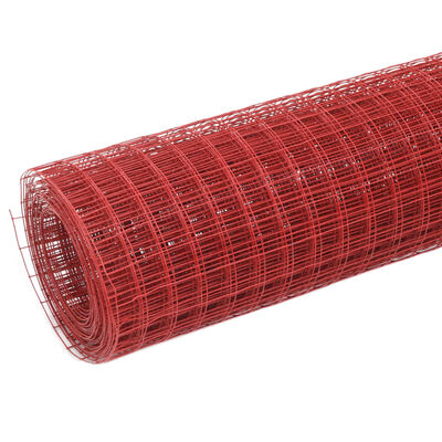 vidaXL Kanaverkko teräs PVC pinnoitteella 25x1 m punainen