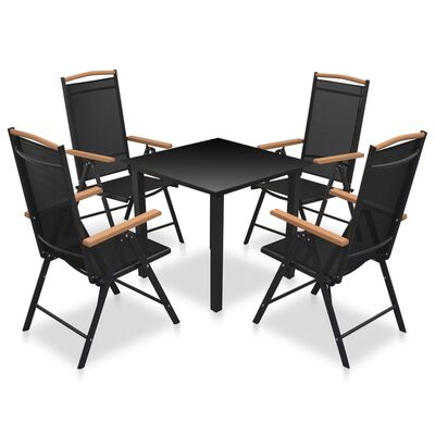 vidaXL 5-osainen Ulkoruokailuryhmä kokoontaittuvat tuolit alumiini