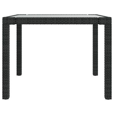 vidaXL Puutarhapöytä 90x90x75 cm karkaistu lasi ja polyrottinki musta