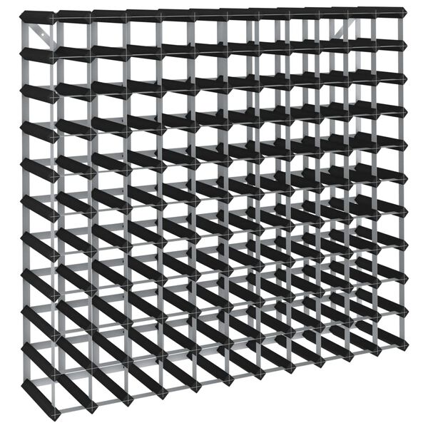 vidaXL Viinipulloteline 120 pullolle musta täysi mänty