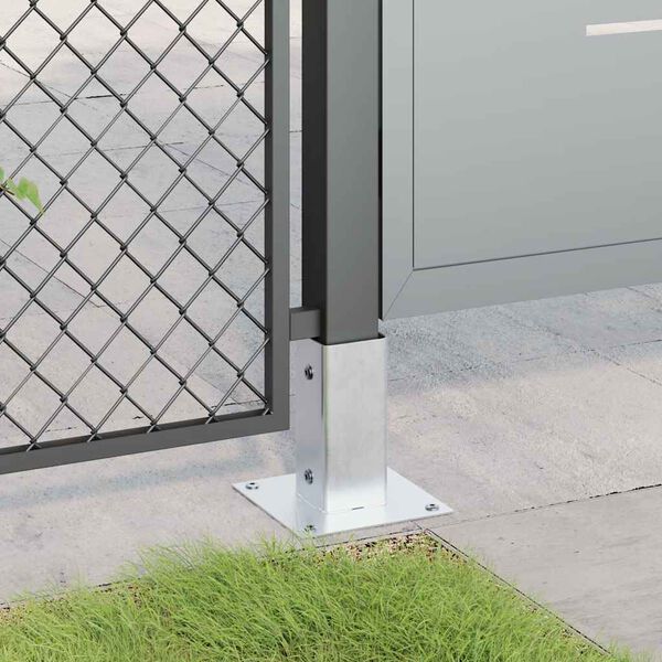 vidaXL Pylv&auml;iden jalustat neli&ouml; 4 kpl hopea 61x61 mm galvanoitu ter&auml;s