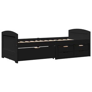 vidaXL sohvas&auml;nky 5 laatikolla ilman patjaa IRUN musta 90x200 cm