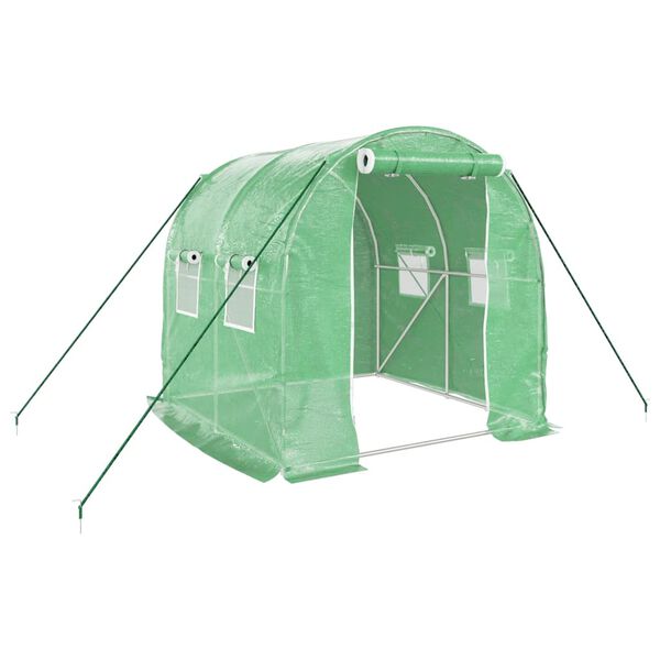 vidaXL Kasvihuone teräsrungolla vihreä 4 m² 2x2x2 m