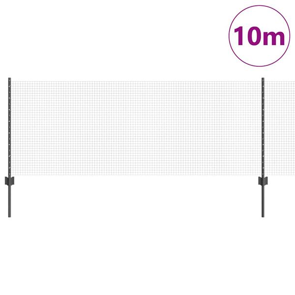 vidaXL Aita ja Tuki Harmaa 0,8 x 10 m Ter&auml;st&auml; ja PVC:t&auml;
