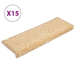 vidaXL Porrasmatot 15 kpl 65x21x4 cm kermanv&auml;rinen suorakaiteen muotoinen reuna