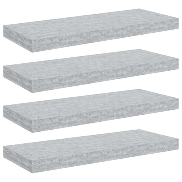 vidaXL Kelluvat sein&auml;hyllyt 4 kpl betoninharmaa 60x23,5x3,8 cm MDF