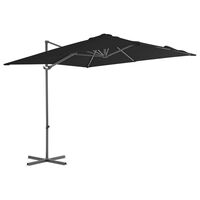 vidaXL Riippuva aurinkovarjo teräspylväällä musta 250x250 cm
