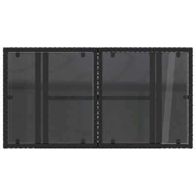 vidaXL Puutarhapöytä lasipöytälevy musta 100x55x73 cm polyrottinki