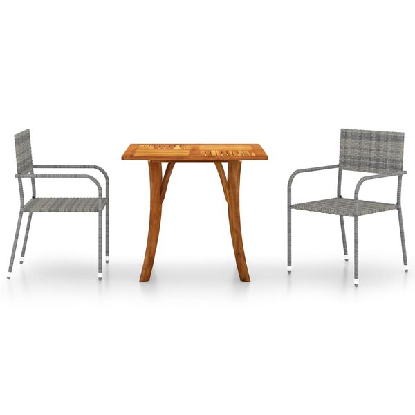 vidaXL 3-osainen Puutarhan ruokailuryhm&auml; harmaa