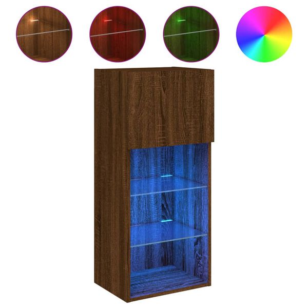 vidaXL TV-kaappi LED-valoilla ruskea tammi 40,5x30x90 cm