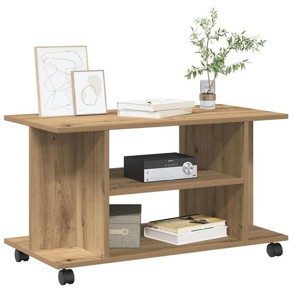 vidaXL TV-kaappi py&ouml;rill&auml; k&auml;sity&ouml;l&auml;inen tammi 80x40x45 cm tekninen puu