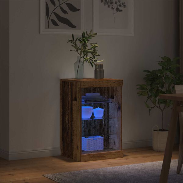 vidaXL LED-p&ouml;yt&auml;taso Vanha puu 41 x 37 x 67 cm Tekninen puu