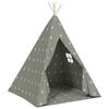 vidaXL Lasten tiipiiteltta + laukku polyesteri harmaa 115x115x160cm