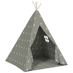 vidaXL Lasten tiipiiteltta + laukku polyesteri harmaa 115x115x160cm