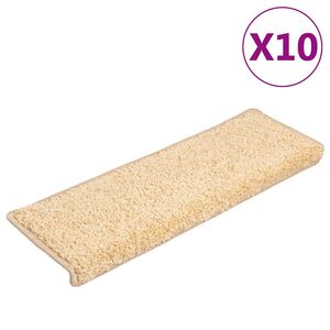 vidaXL Porrasmatot 10 kpl 65x21x4 cm kermanv&auml;rinen suorakaiteen muotoinen reuna