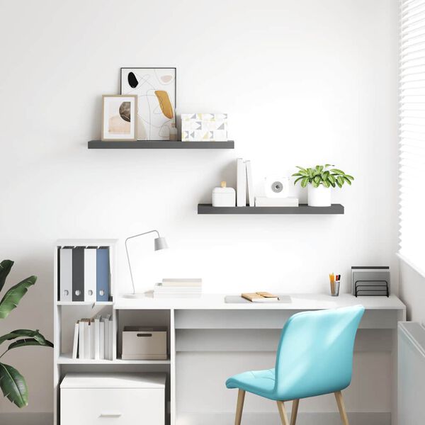 vidaXL Kelluvat sein&auml;hyllyt 2kpl korkeakiilto harmaa 80x23,5x3,8cm MDF