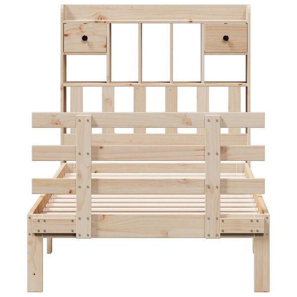 vidaXL Sänky kirjahyllyllä ilman patjaa 100x200 cm täysi mänty