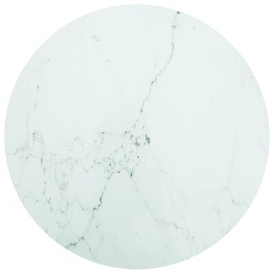 vidaXL Pöytälevy valkoinen Ø70x0,8 cm karkaistu lasi marmorikuvio