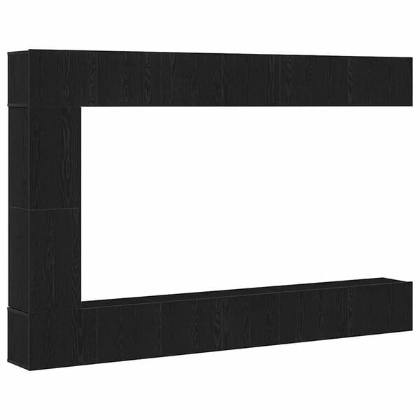 vidaXL TV-tasosetti Seinäkiinnitettävä 9 pcs Musta tammi. Tekninen puu