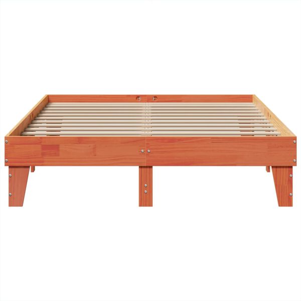 vidaXL Sängynrunko ilman patjaa vahanruskea 150x200 cm täysi mänty