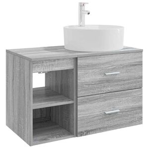 vidaXL Kylpyhuonekalustesetti 2 pcs Harmaa Sonoma Tekninen puu