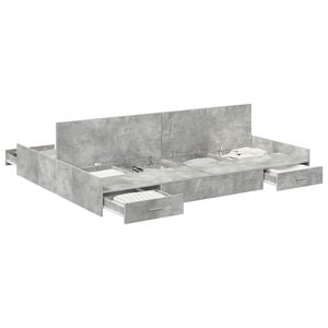 vidaXL S&auml;ilytystilallinen s&auml;ngynrunko Betoni Harmaa 5FT King Size