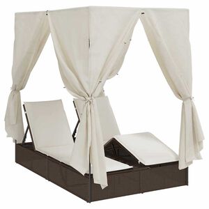 vidaXL Kaksiosainen aurinkotuoli katolla Ruskea 205 x 129 x 200 cm