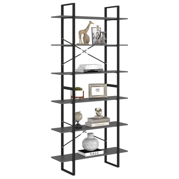 vidaXL Korkea kaappi harmaa 100x30x210 cm lastulevy