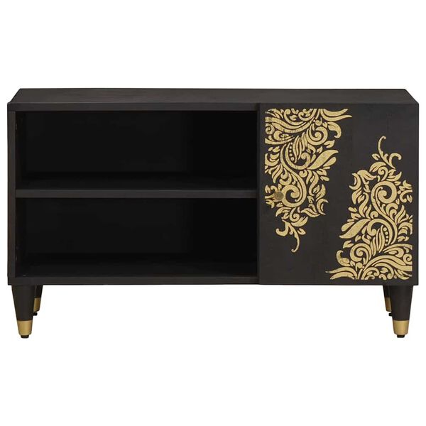 vidaXL TV-kaappi hyllyllä Musta 80 x 33 x 46 cm Kiinteä mango puu