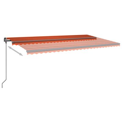 vidaXL Käsin kelattava markiisi LED-valoilla 6x3,5 m oranssi/ruskea