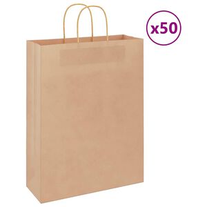 vidaXL Paperikassit 50 kpl kahvoilla ruskea 32x12x42 cm