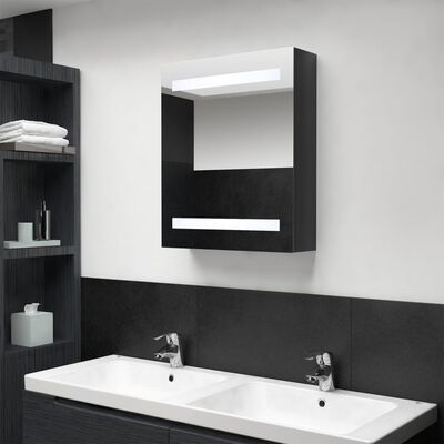 vidaXL LED kylpyhuoneen peilikaappi kiiltävä musta 50x14x60 cm