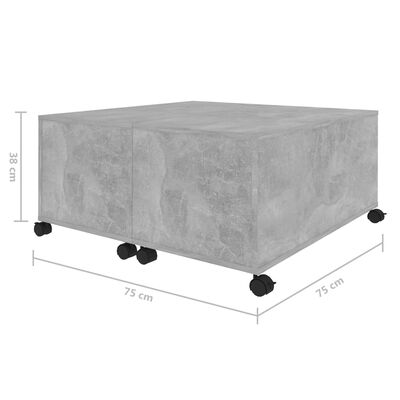 vidaXL Sohvapöytä betoninharmaa 75x75x38 cm lastulevy