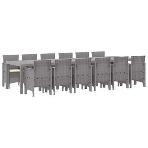 vidaXL Piharuokailu setti 13 pcs Vaaleanharmaa Polt-kivennäisruoho