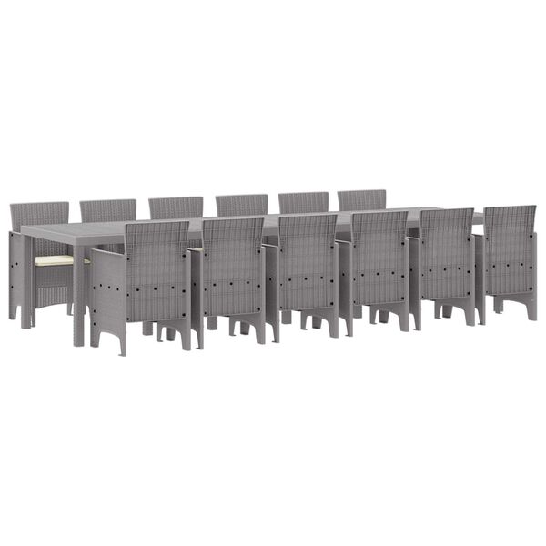 vidaXL Piharuokailu setti 13 pcs Vaaleanharmaa Polt-kivennäisruoho