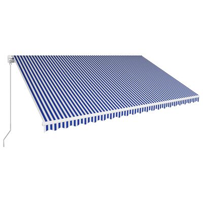 vidaXL Sisäänkelattava markiisi 500x300 cm sininen ja valkoinen