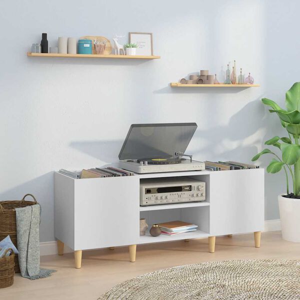 vidaXL Levykaappi valkoinen 121x38x48 cm tekopuusta