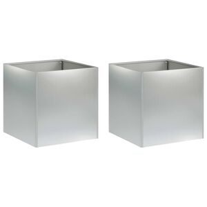 vidaXL Puutarha ruukku 2 kpl Hopea 20 x 20 x 20 cm Galvanoitu ter&auml;s
